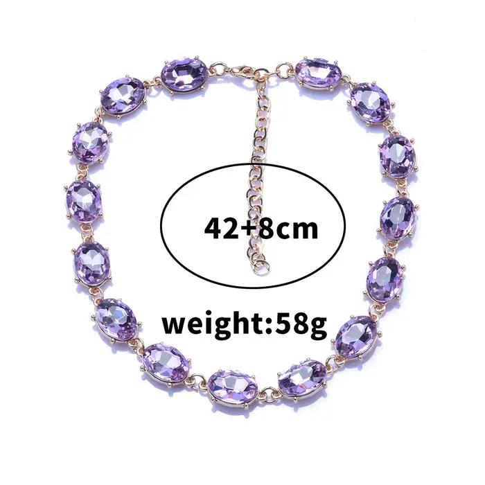 Ensemble de Bijoux en Pierres Précieuses pour Femme, Clip, Strass, Accessoires de Poméras, Perlé, Bleu, Verre, Violet, Bracelet, Collier