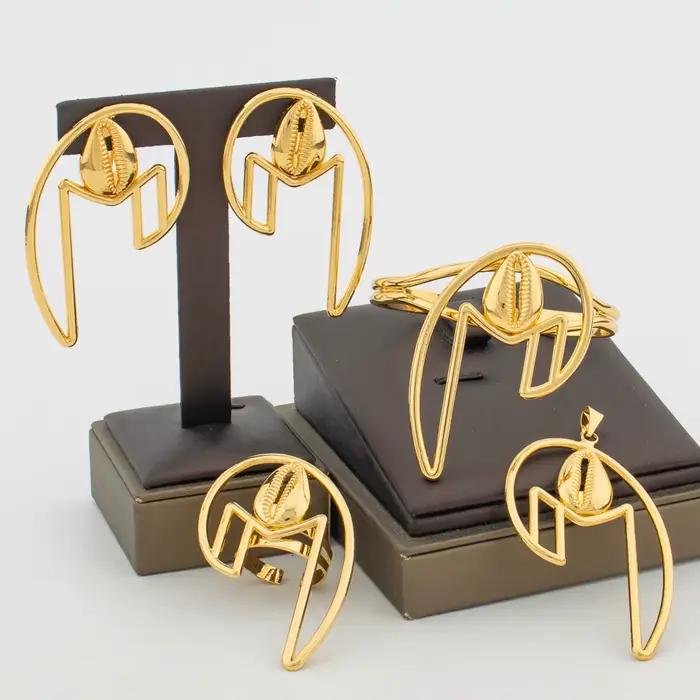 Ensemble Boucles d'Oreilles et Bracelet en Or 18K pour Patients, Bijoux Élégants avec Pendentif pour Femme, Accessoires de Bijouterie, Nouvelle Collection