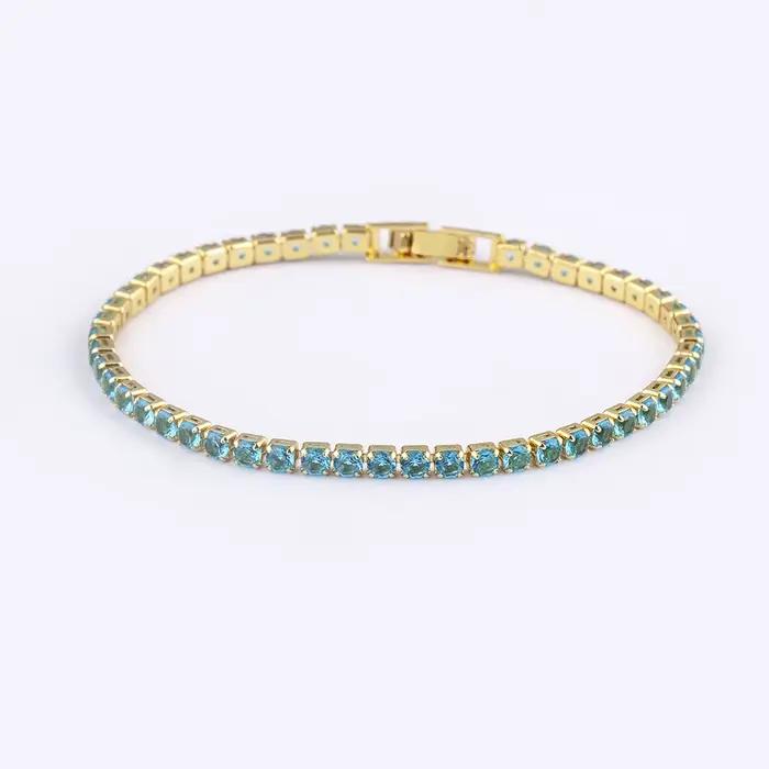 Nidin – Bracelet chaîne de Tennis pour femmes, luxe, pratique, 4 griffes, mosaïque, zircone cubique, 6 couleurs arc-en-ciel, bijoux de fête à la mode, cadeau