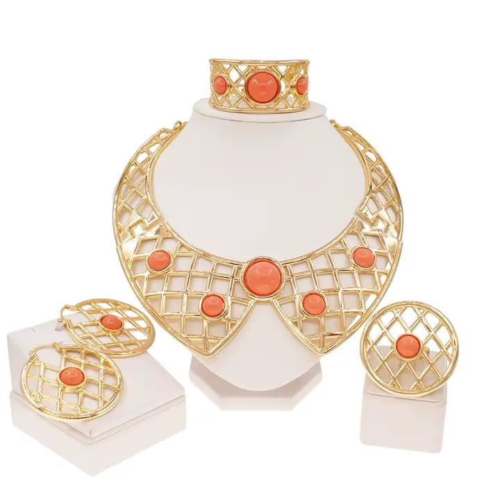 Ensemble de bijoux à la mode pour femmes, collier à nœud, Style découpé en maille, Bracelets pour Banquet, dîner de mariage, bagues, boucles d'oreilles, cadeaux pour femmes