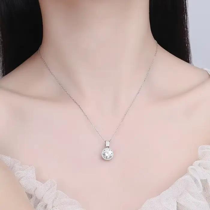 NeeTim – collier Moissanite 2 carats pour femmes, argent Sterling 100% S925 avec plaqué or blanc, bijoux en diamant de laboratoire, pendentif de mariage