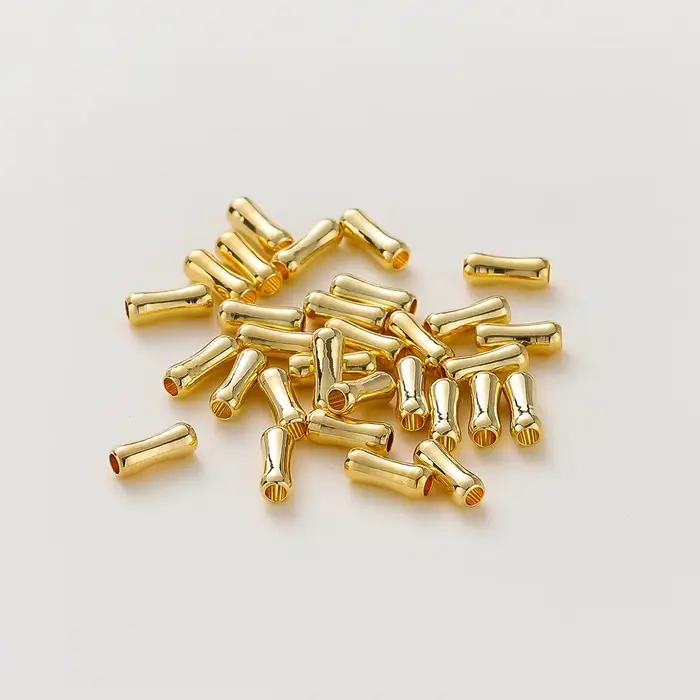 Perles en or plaqué or 14K 18K, 20 pièces/lot, 3.5x9mm, Bracelet en forme d'os, perles d'espacement amples pour bricolage, composants de fabrication de bijoux
