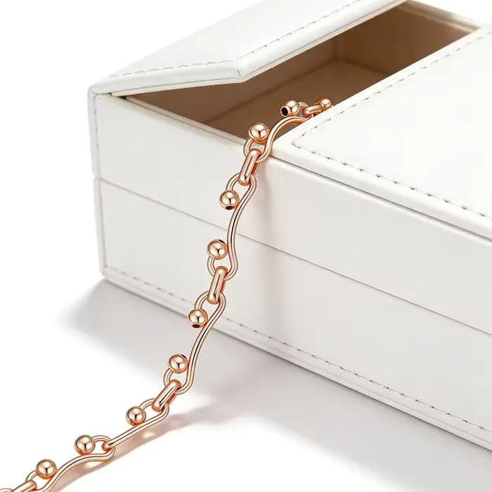 Kinel – Bracelet brillant à la mode pour femmes, or Rose 585, accessoires quotidiens simples, bijoux fins de haute qualité pour mariées
