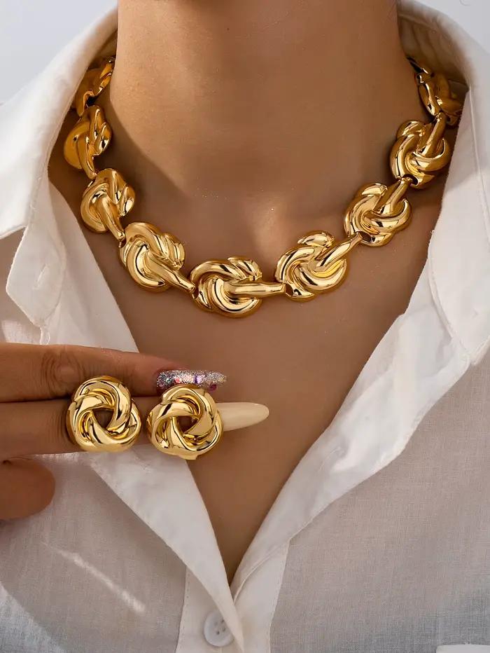 Ensemble de bijoux en métal pour femmes, élégant et polyvalent, de luxe, haut de gamme, été