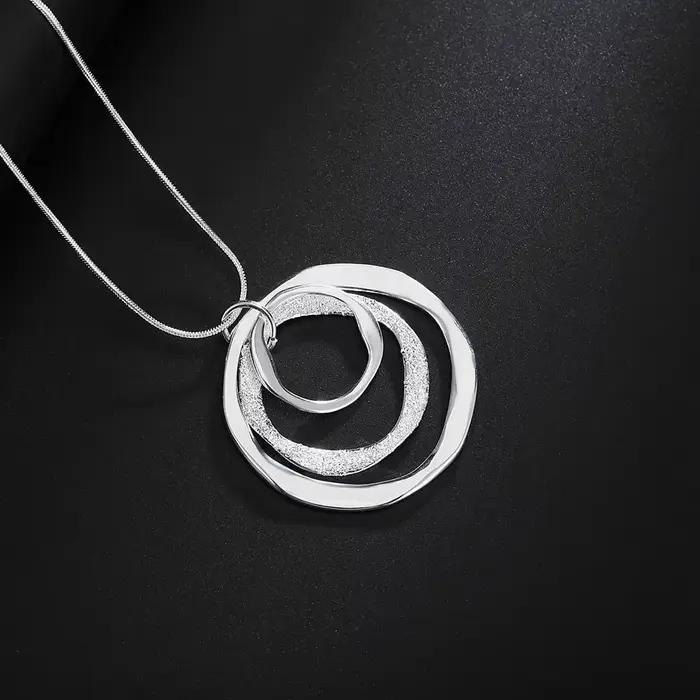 Collier en argent Sterling 925 pour femmes, bijoux de luxe pour mariage, style bohème, pendentifs à trois cercles, chaîne