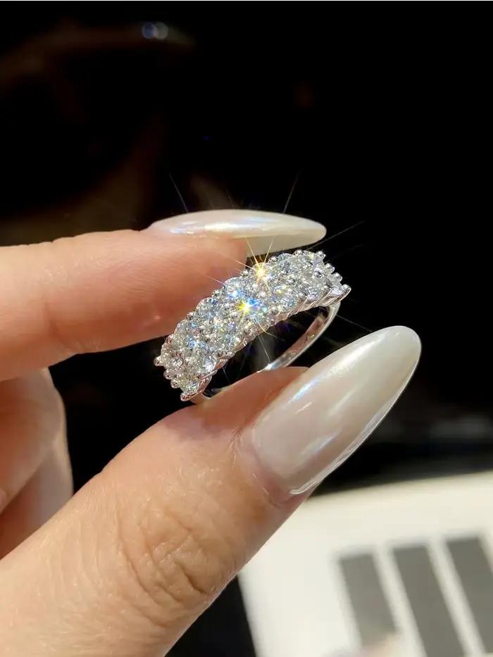 Bague d'éternité en moissanite véritable 1,4 carat pour femme, en argent sterling 925, pour tous les jours et les fêtes, magnifique bijou de haute qualité