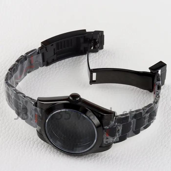 Bracelet Oyster PVD noir/or, boîtier NH35 36mm/39mm pour cadran 28.5mm, mouvement NH35 NH36, verre saphir, Bracelet jubilé en acier 316L