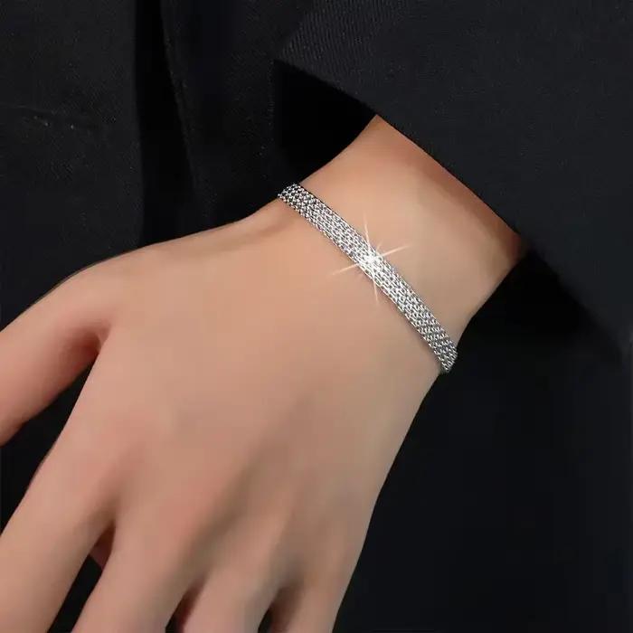 Offre spéciale 925 Bracelets en argent sterling chaîne en maille pour femmes hommes mariage dame Noble jolis bijoux mode belle chaîne 20 cm 8 pouces