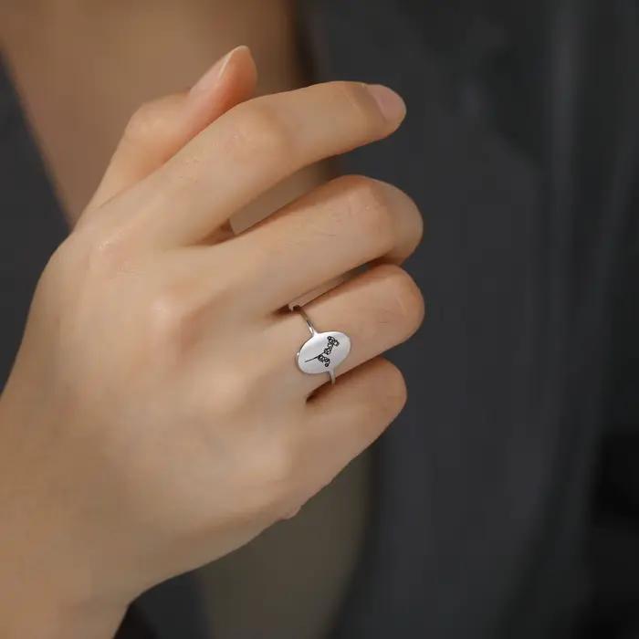 Bague naren acier inoxydable avec fleur de naissance, fleur d'Andranni détruite, bijoux d'anniversaire pour la famille et les amis, vente en gros, 2025