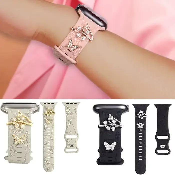 Ornement de bracelet de montre en métal, broche en diamant, bague décorative, breloques de ceinture, accessoires de bracelet iWatch, créatif