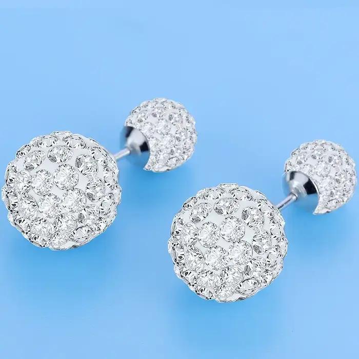 Offres spéciales 925 en argent Sterling mignon y2k plein strass cristal princesse boule boucles d'or