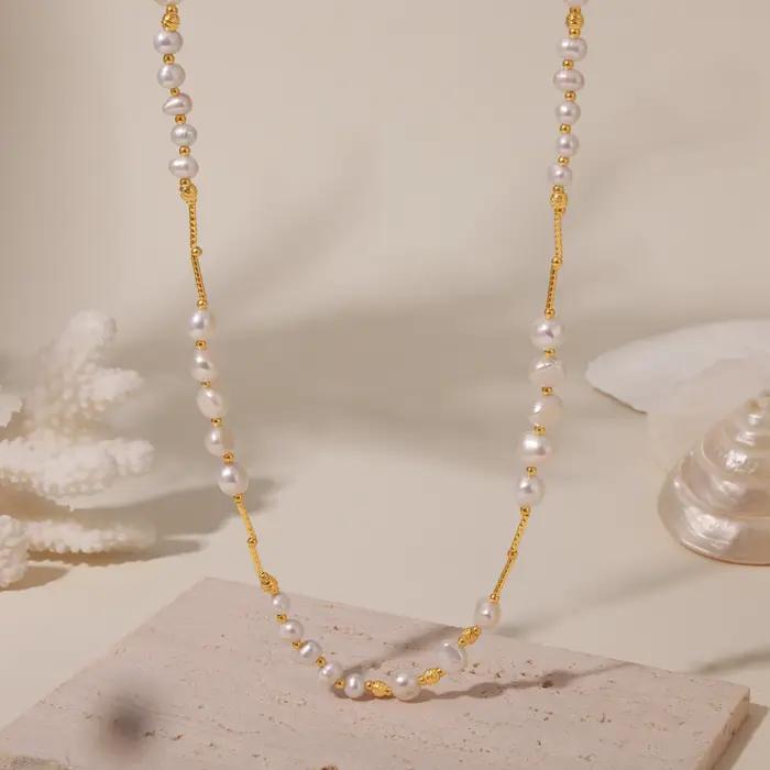 Collier de perles d'eau douce naturelles pour femmes