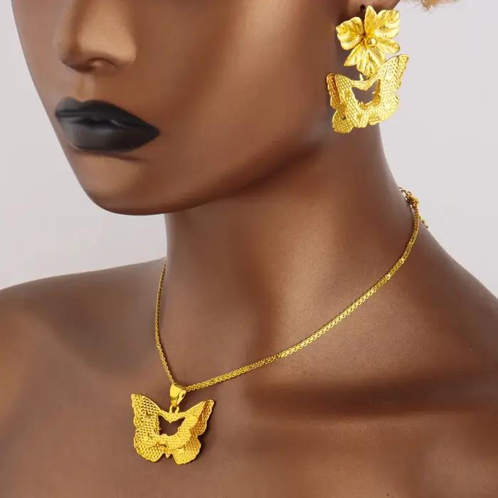 Ensemble de boucles d'oreilles et collier pour femmes