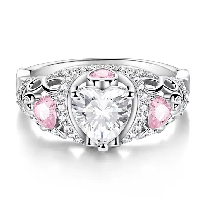 Bague en argent sterling 925 sertie de zirconium blanc cœur infini pour femmes et filles occasions d'engagement et cadeaux d'anniversaire