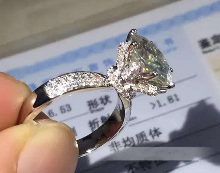 Bague fleur femme 925 en argent sterling rond 3ct AAAAA Zircon cz bagues de fiançailles pour femmes bijoux de fête de mariée