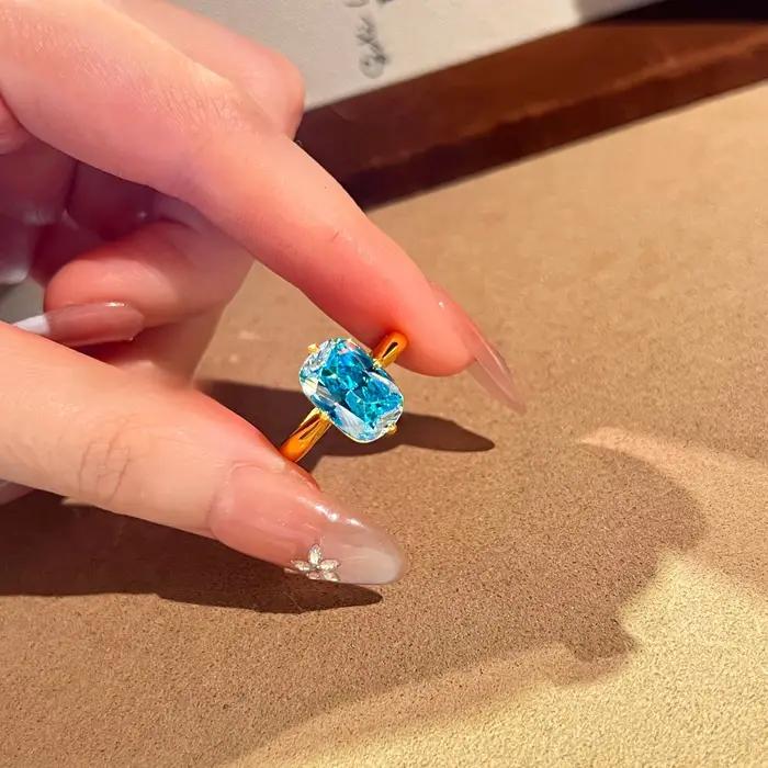 Bague rétro en diamant Paraiba classique pour femmes engagement mariage anniversaire ocassion spéciale avec certificat GDTC