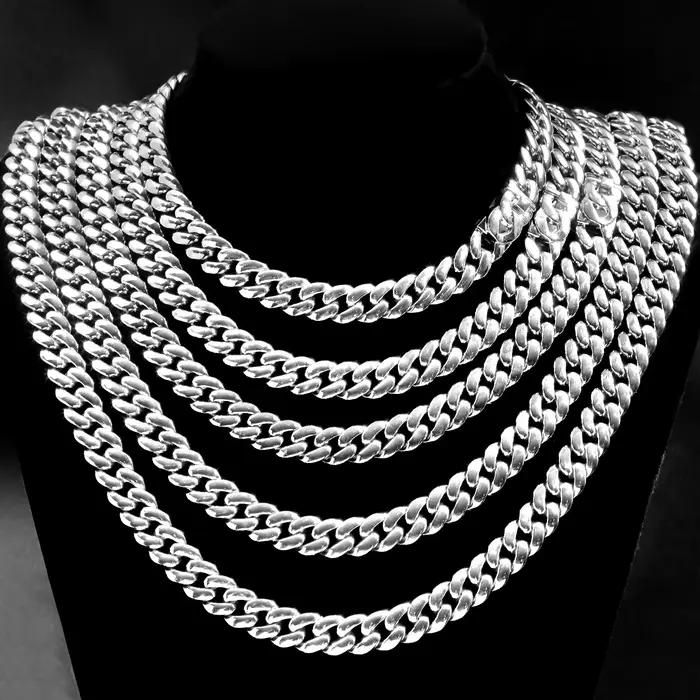 Collier chaîne cubaine Hip Hop pour hommes et femmes, chaîne Miami épaisse couleur or, bijou classique unisexe style streetwear, cadeau