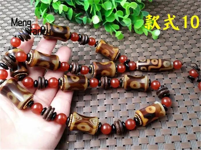 Collier de perles célestes à neuf yeux givrées rétro en agate naturelle pour femmes, bijou unique à offrir pour occasions spéciales