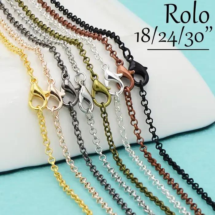 20 Pièces Rolo Chaîne Collier pour Femmes En Gros Or Couleur Bronze Cuivre Noir Argent Plaqué