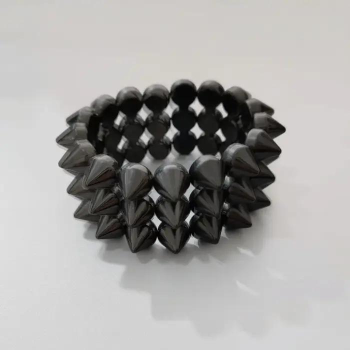 Bracelet Y2K Punk à triple rangée de clous, large et épais, style Gothique, accessoires de mode pour femme