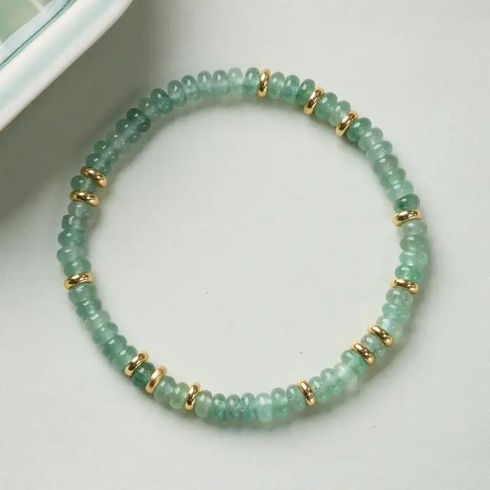 Bracelet en perles d'aventurine verte naturelle pour femme