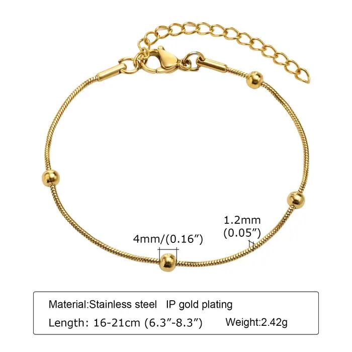 Bracelet en acier inoxydable anti-ternissement plaqué or empilable pour femme