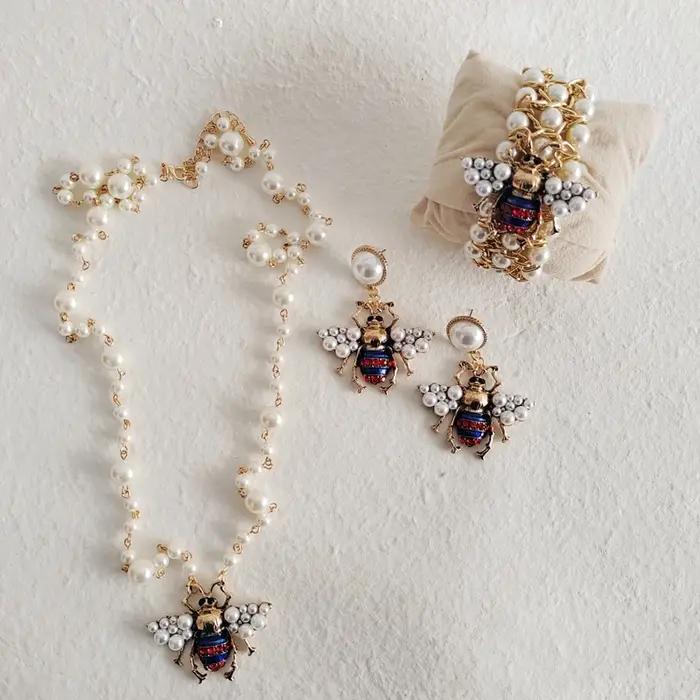 Ensemble de bijoux en cristal bleu marine pour femme