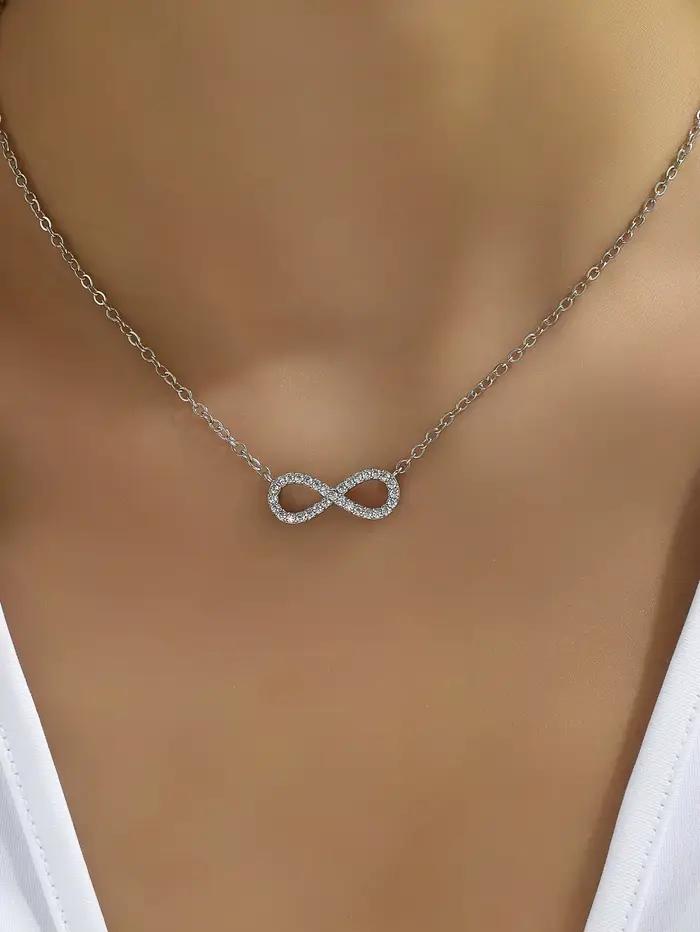Collier avec pendentif infini en acier inoxydable pour femmes, Simple, classique, porte-bonheur, Zircon, Love You Forever, bijoux, cadeau d'anniversaire