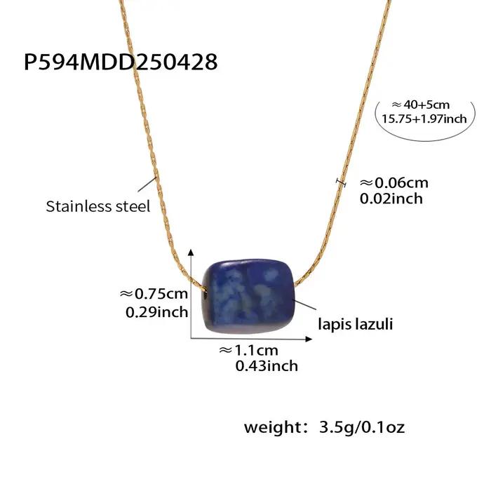 Liora carré Malachite Lapis Lazuli Turquoises pendentif collier pour femmes chaîne en acier inoxydab