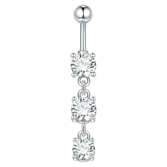 Anneau de nombril en zircone cubique avec finition plaquée argent pour femmes bijoux de corps élégants pour occasions spéciales