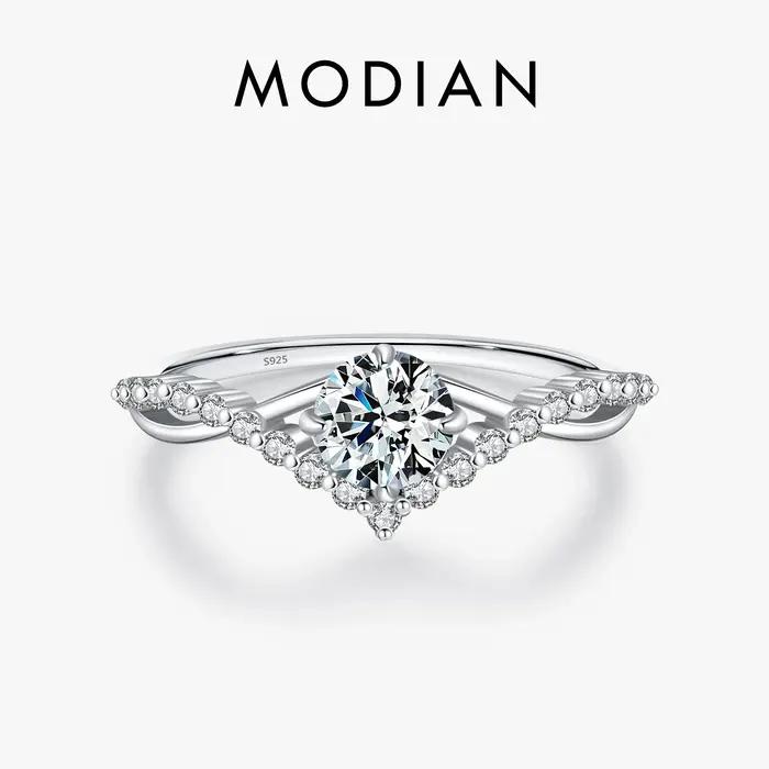MODIAN couronne D couleur Moissanite bague délicate laboratoire diamant