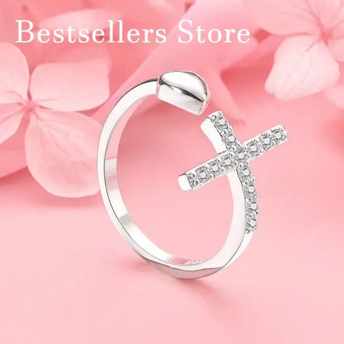 Bague croisée exquise en argent sterling 925, 1 pièce, avec ouverture, cadeau pour femmes à la mode,