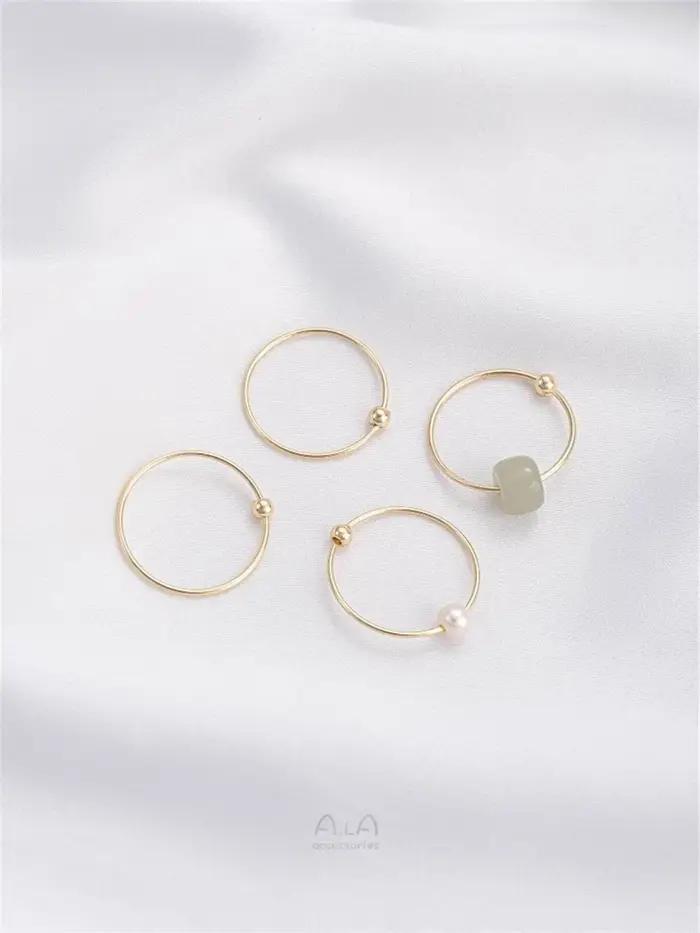 Boucles d'oreilles en perles dorées enveloppées de 14K, avec fil rond ouvert, accessoires d'oreille