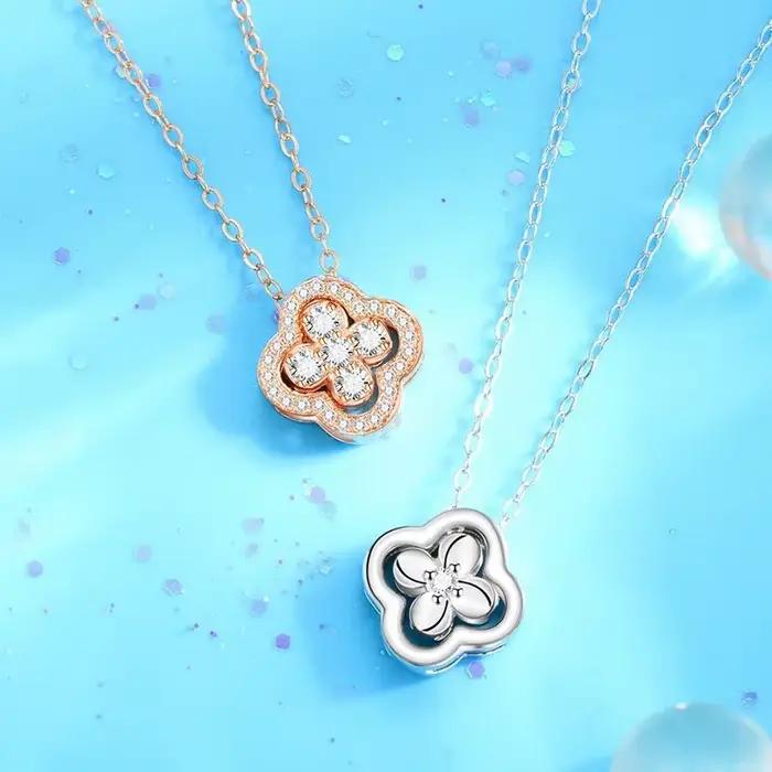 Collier avec pendentif trèfles viraux classiques plaqués or 18 carats 2 en 1 Convertible pour femmes, bijoux en acier titane, accessoires cadeaux