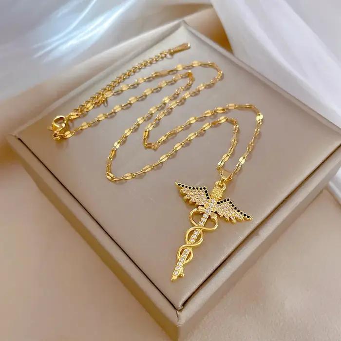 Collier LENNIK étincelant en acier inoxydable avec pendentif géométrique pour femmes occasions spéciales soirée de gala mariage anniversaire
