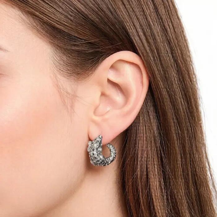 Boucles d'oreilles créoles articulées en forme de crocodile