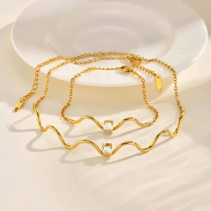 Tigrade – collier rond ondulé en zircone pour femmes