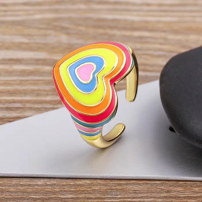 Nidin nouvelle mode bohême coloré éternité bague pour les femmes fiançailles mariage arc-en-ciel couleur classique bagues bijoux