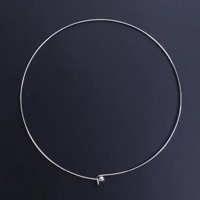 Collier Rond en Acier Inoxydable 304, Simple, avec Boule Parfaite, Embout Or/Argent, Bijoux Faits à