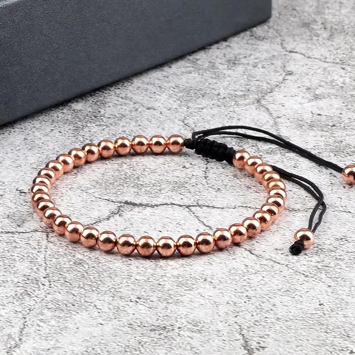 Bracelets de perles de cuivre à la mode 5mm bracelets de brin tressés réglables faits à la main pour femmes hommes Yoga guérison bijoux de mode Pulseira