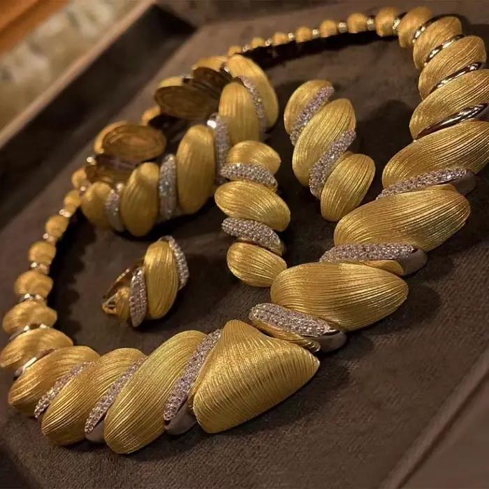 GODKI – ensemble de bijoux africains/indiens de luxe pour femmes, ensemble de bijoux de mariée en cristal de Zircon, pour fête de mariage, Dubaï, cadeau