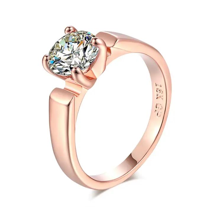 Bague de fiançailles pour femmes, 4 griffes multicolores en option AAA + zircone cubique, bijoux à l