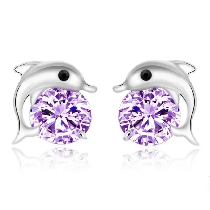 Boucles d'oreilles romantiques DolDave Love pour femmes, bijoux en argent regardé 925, coupe ronde, exquis, mignon, AAA