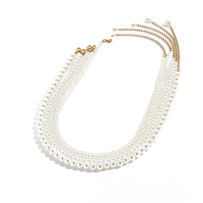 Collier de perles en acier inoxydable pour femmes et hommes