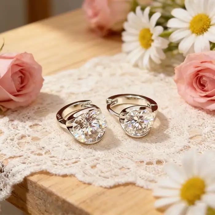 Boucles d'oreilles créoles en argent sterling 925 serties de moissanite blanche pour femmes occasions spéciales bijoux fins certificat