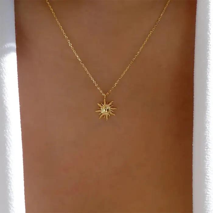 Collier pendentif soleil couleur or Simple pour femmes