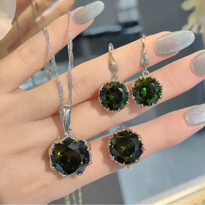 Ensemble de bijoux en imitation de jade naturel de style ancien pour femmes - Bagues