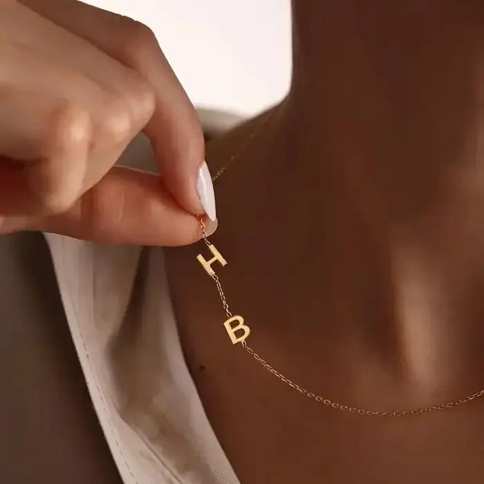 Collier personnalisé avec 26 lettres et nom pour femmes et hommes