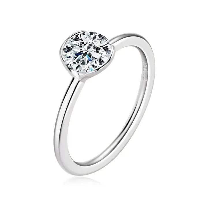 RAPRGOLD 1CT Moissanite classique Solitaire bague de mariage 925 en argent Sterling dames bagues de fiançailles pour les femmes bijoux fins cadeaux
