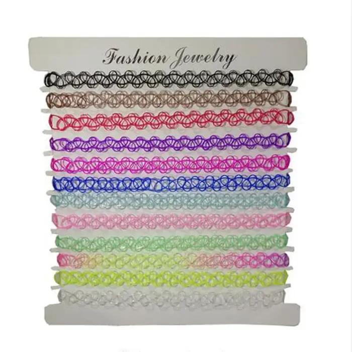 Colliers ras du cou Punk pour filles set complet de 12 pièces avec options de couleur or jaune clair et rouge marron pour femmes occasions spéciales
